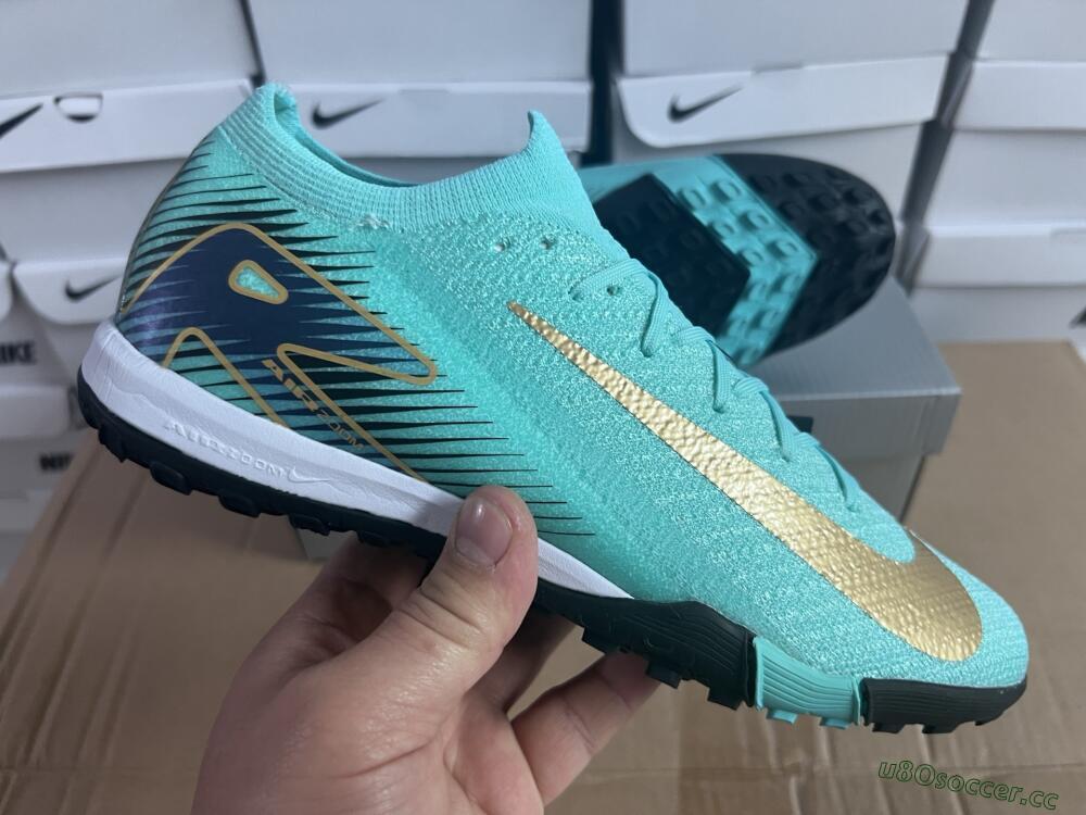 Unisex Nike Air Zoom Mercurial Vapor 16 Elite TF Artificial Turf Low-Tops Football Shoes - Jade/Gold/Blue