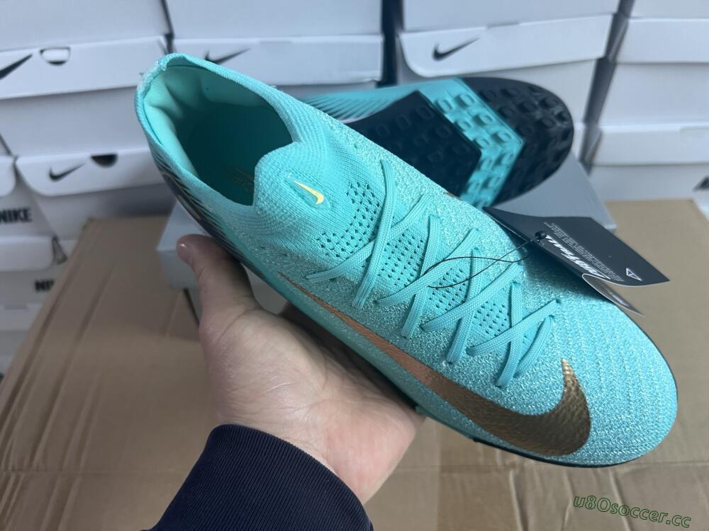 Unisex Nike Air Zoom Mercurial Vapor 16 Elite TF Artificial Turf Low-Tops Football Shoes - Jade/Gold/Blue