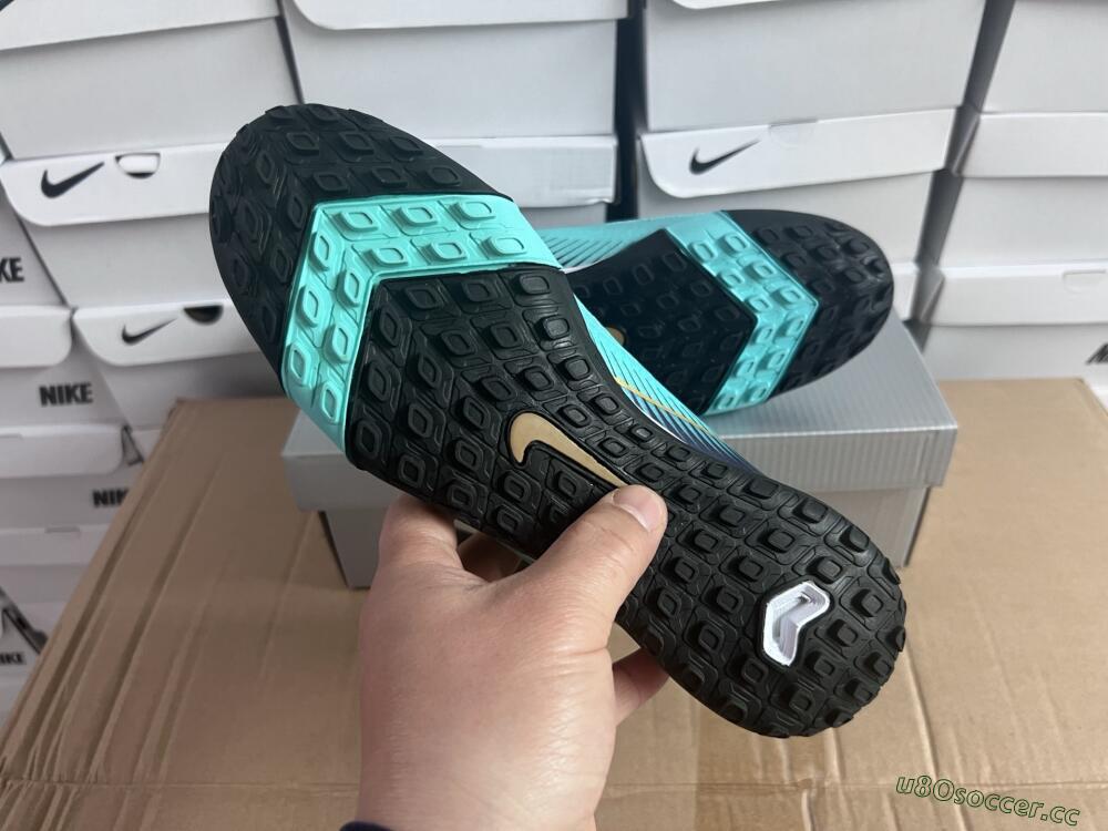 Unisex Nike Air Zoom Mercurial Vapor 16 Elite TF Artificial Turf Low-Tops Football Shoes - Jade/Gold/Blue