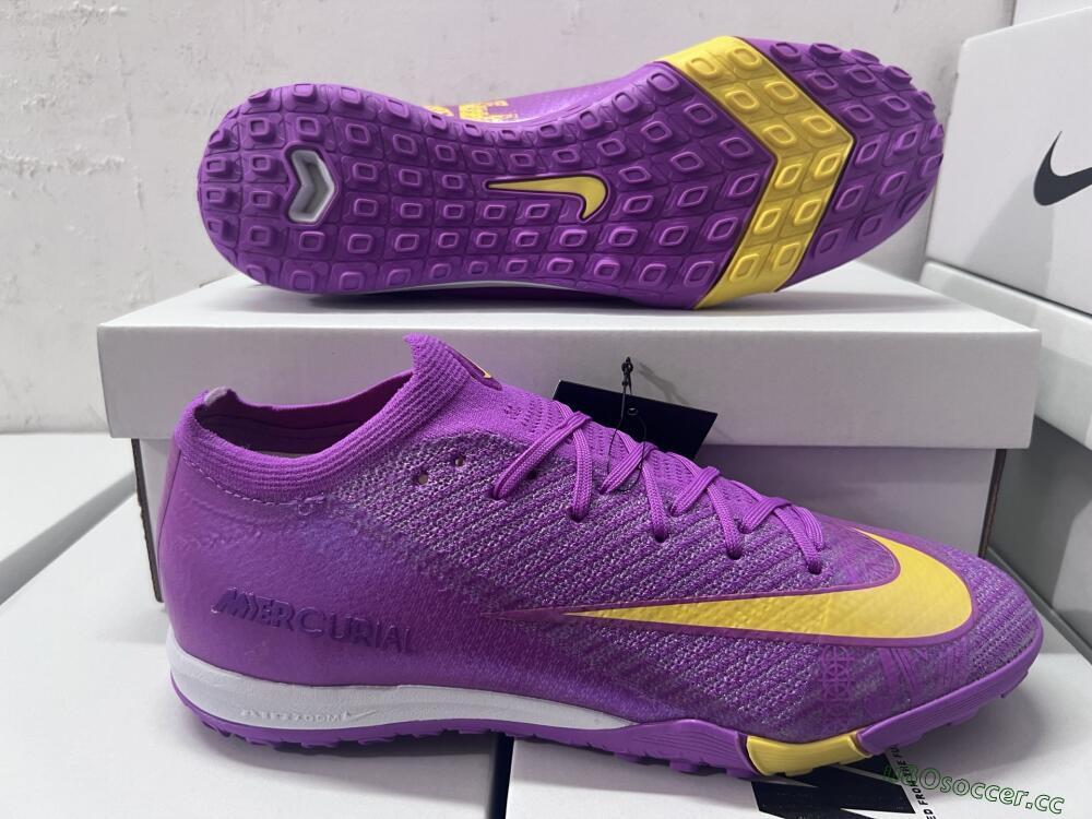 Unisex Nike Air Zoom Mercurial Vapor 16 Elite TF Artificial Turf Low-Tops Football Shoes - Purple/Yellow/White