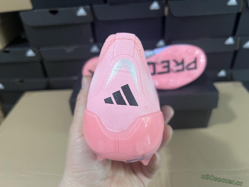 Unisex Adidas Predator Laceless Elite 25 FG Firm Ground Low-Tops Football Boots - Pink/Blue/Black
