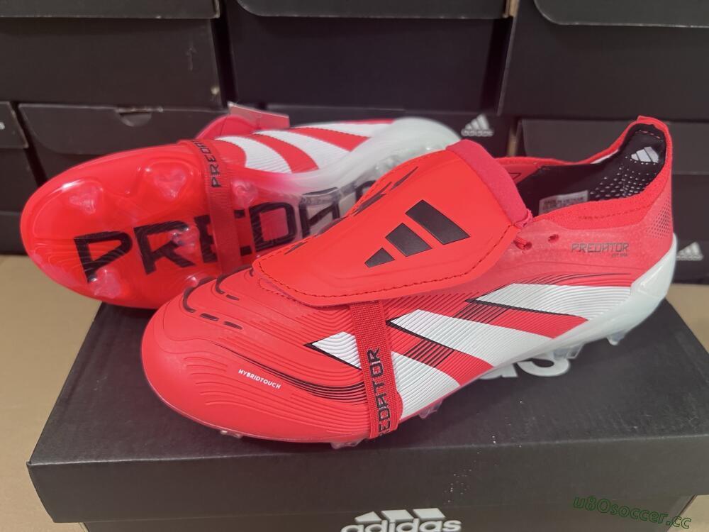 Unisex Adidas Predator Elite Foldover Tongue 2025 Pure Victory FG Firm Ground Low-Tops Football Boots - Lucid Red/White/Black