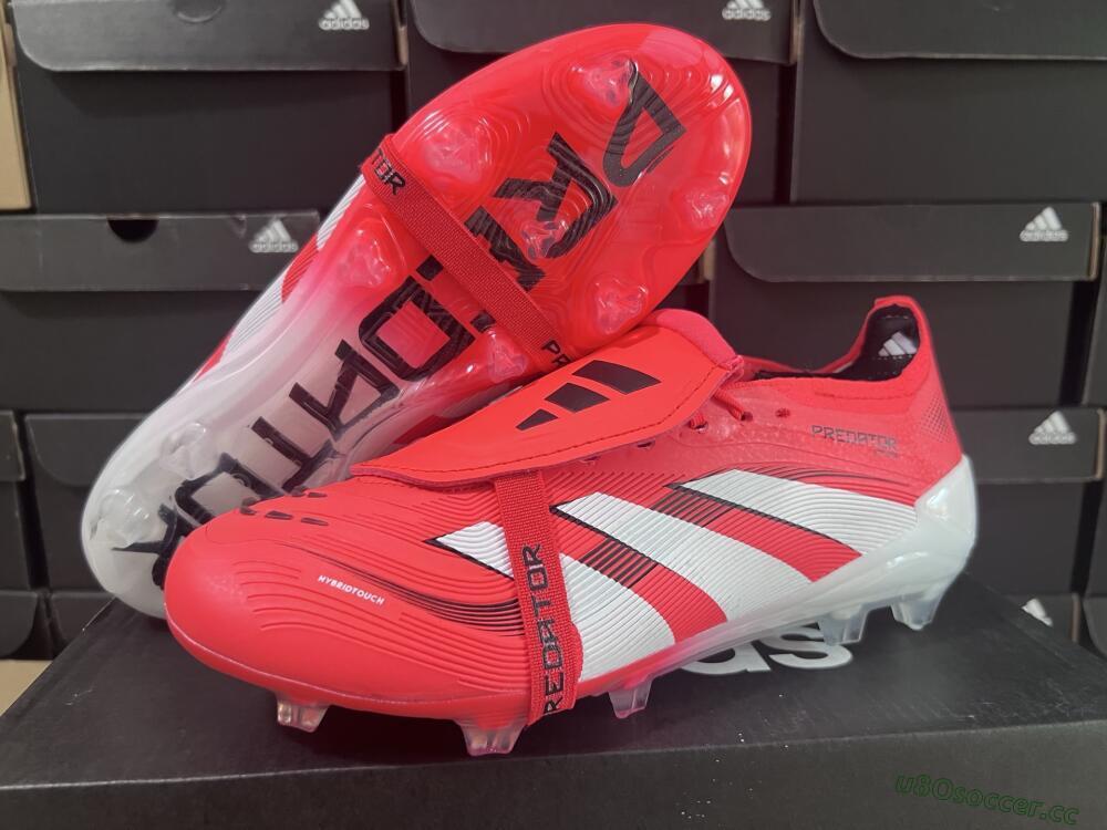 Unisex Adidas Predator Elite Foldover Tongue 2025 Pure Victory FG Firm Ground Low-Tops Football Boots - Lucid Red/White/Black