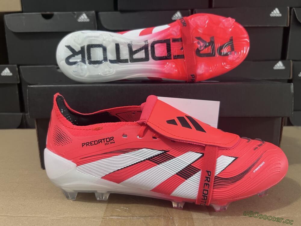 Unisex Adidas Predator Elite Foldover Tongue 2025 Pure Victory FG Firm Ground Low-Tops Football Boots - Lucid Red/White/Black