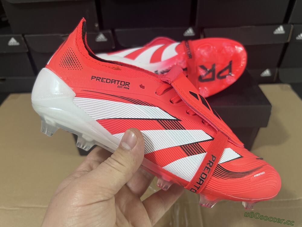 Unisex Adidas Predator Elite Foldover Tongue 2025 Pure Victory FG Firm Ground Low-Tops Football Boots - Lucid Red/White/Black