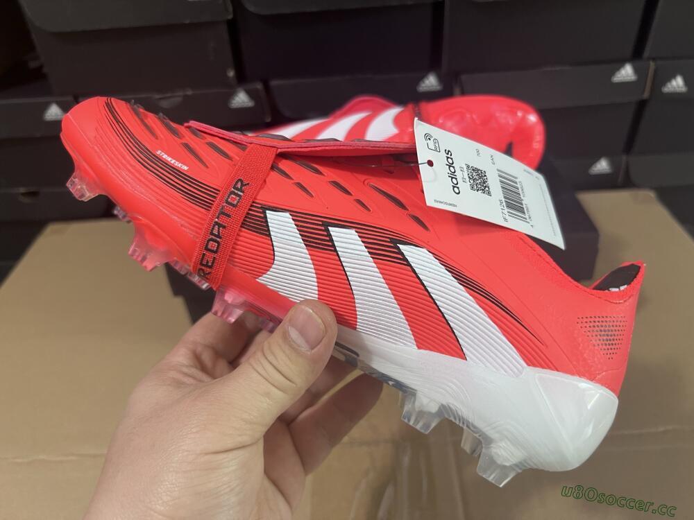 Unisex Adidas Predator Elite Foldover Tongue 2025 Pure Victory FG Firm Ground Low-Tops Football Boots - Lucid Red/White/Black