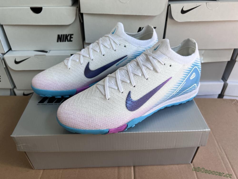 Unisex Nike Air Zoom Mercurial Vapor 16 Elite TF Artificial Turf Low-Tops Football Shoes - White/Purple/Jade