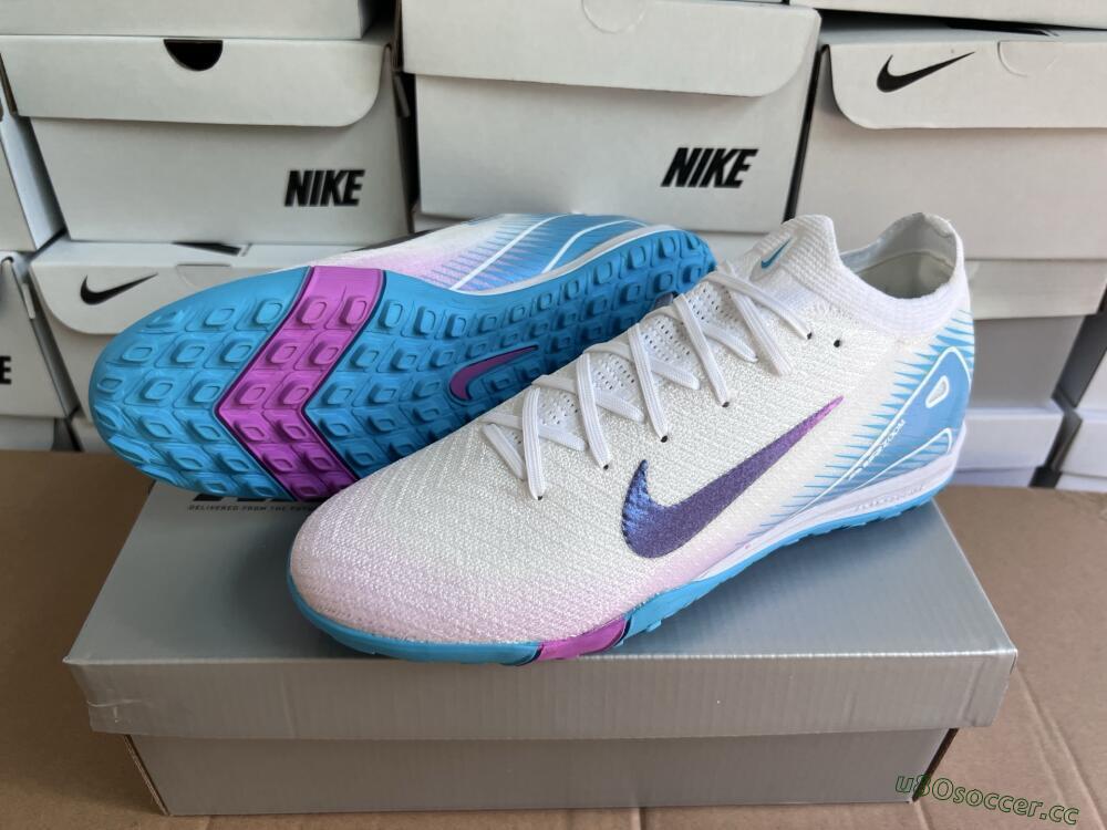 Unisex Nike Air Zoom Mercurial Vapor 16 Elite TF Artificial Turf Low-Tops Football Shoes - White/Purple/Jade