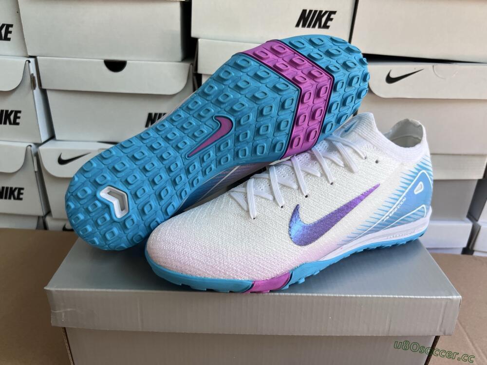 Unisex Nike Air Zoom Mercurial Vapor 16 Elite TF Artificial Turf Low-Tops Football Shoes - White/Purple/Jade