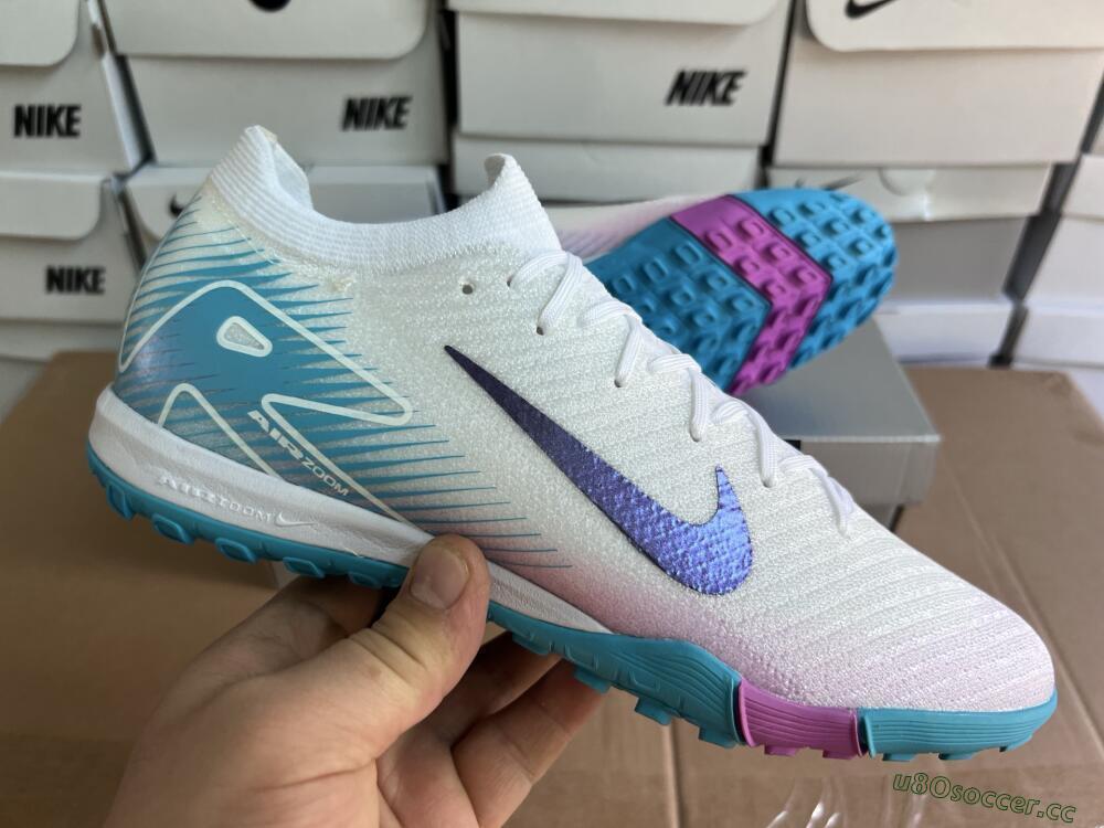 Unisex Nike Air Zoom Mercurial Vapor 16 Elite TF Artificial Turf Low-Tops Football Shoes - White/Purple/Jade