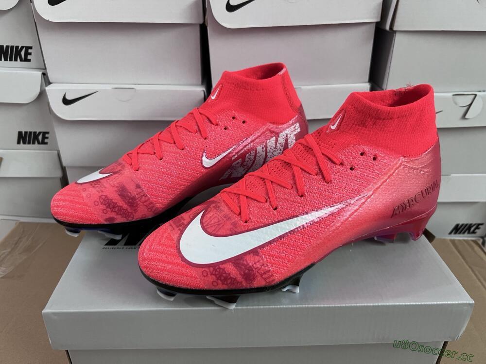Unisex Nike Air Zoom Mercurial Superfly 10 Elite FG Firm Ground High-Tops Football Boots - Red/White