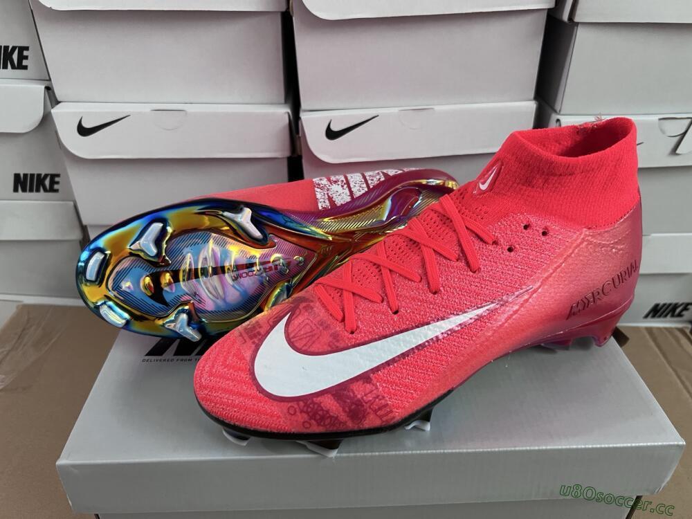 Unisex Nike Air Zoom Mercurial Superfly 10 Elite FG Firm Ground High-Tops Football Boots - Red/White