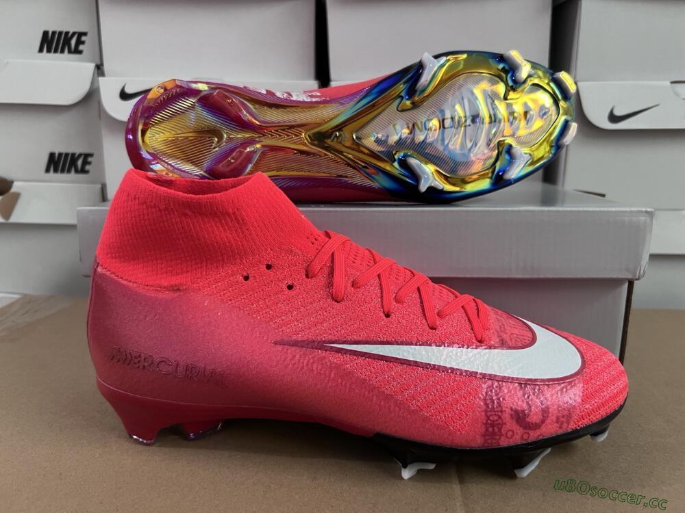 Unisex Nike Air Zoom Mercurial Superfly 10 Elite FG Firm Ground High-Tops Football Boots - Red/White