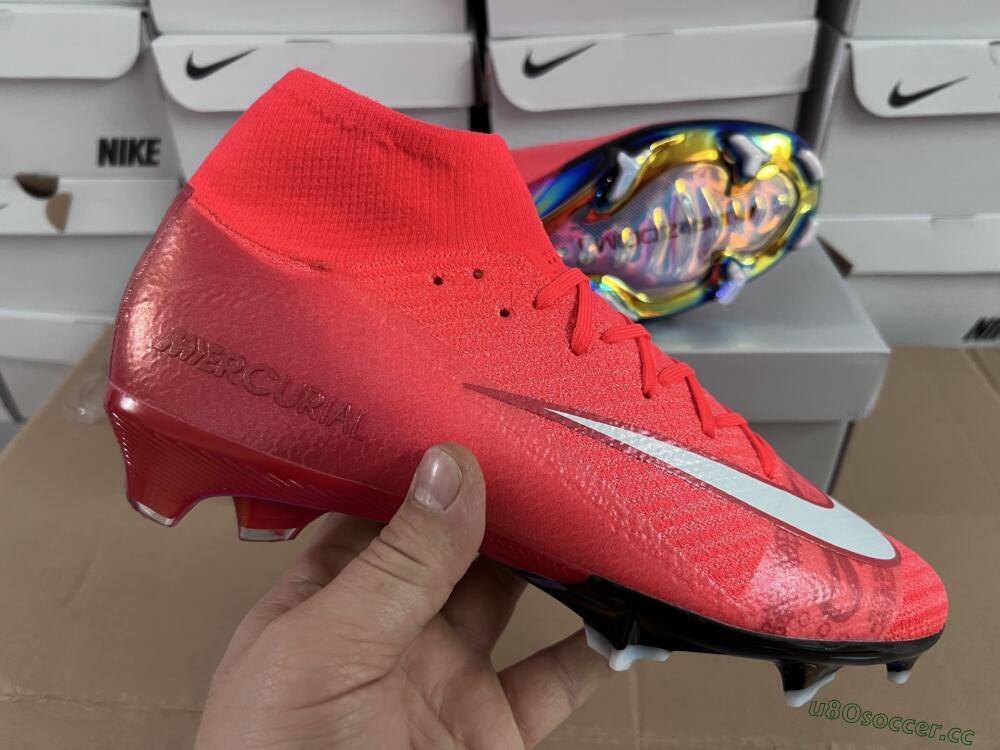 Unisex Nike Air Zoom Mercurial Superfly 10 Elite FG Firm Ground High-Tops Football Boots - Red/White