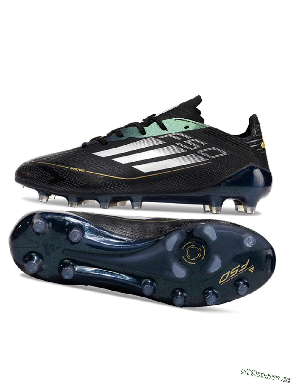 Men's Adidas F50 Elite AG Artificial Grass Low-Tops Football Boots - Black/Silver/Gold 1