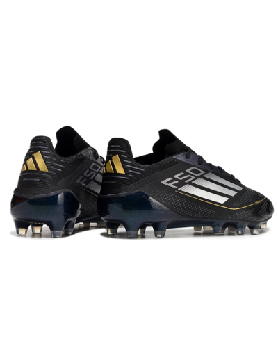 Men's Adidas F50 Elite AG Artificial Grass Low-Tops Football Boots - Black/Silver/Gold