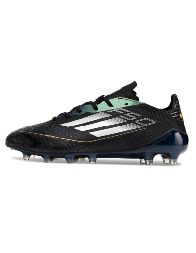 Men's Adidas F50 Elite AG Artificial Grass Low-Tops Football Boots - Black/Silver/Gold