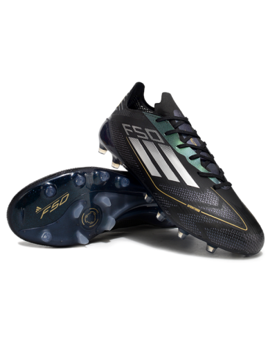 Men's Adidas F50 Elite AG Artificial Grass Low-Tops Football Boots - Black/Silver/Gold