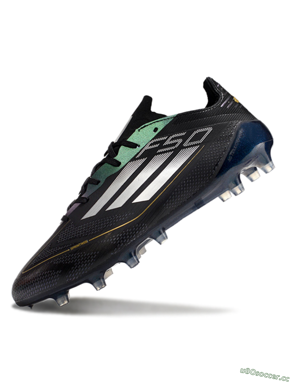 Men's Adidas F50 Elite AG Artificial Grass Low-Tops Football Boots - Black/Silver/Gold 5