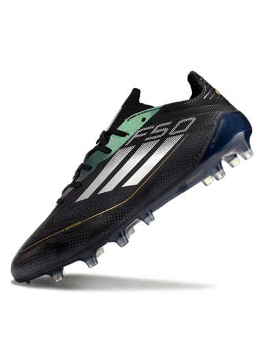 Men's Adidas F50 Elite AG Artificial Grass Low-Tops Football Boots - Black/Silver/Gold