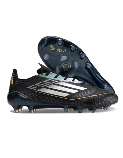 Men's Adidas F50 Elite AG Artificial Grass Low-Tops Football Boots - Black/Silver/Gold
