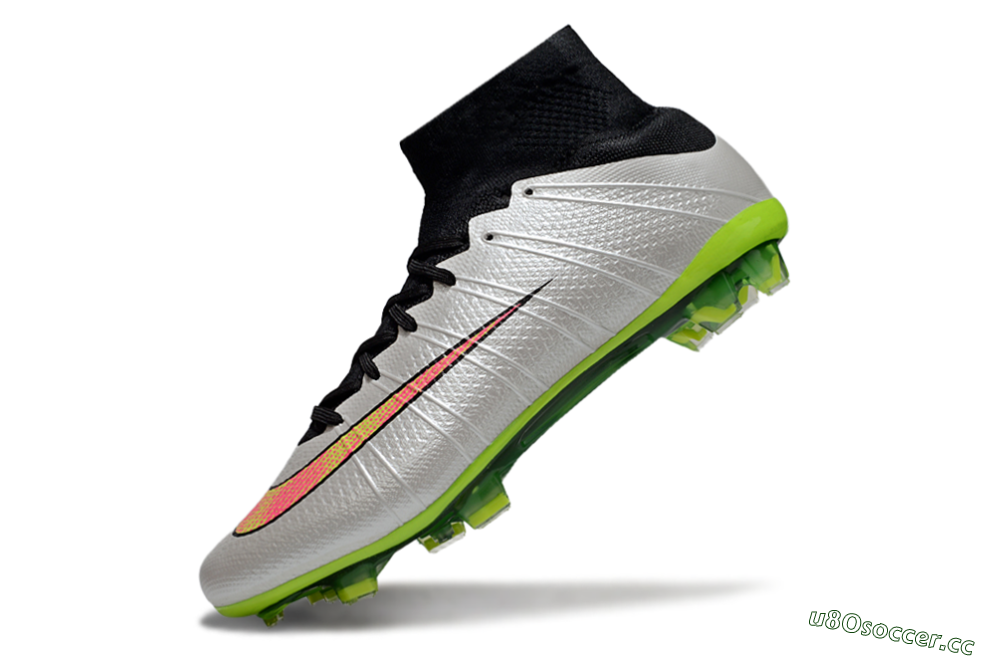 Men's Nike Mercurial Superfly 4 CR7 FG Firm Ground High-Tops Football Boots - Silver/Pink/Black/Yellow 5