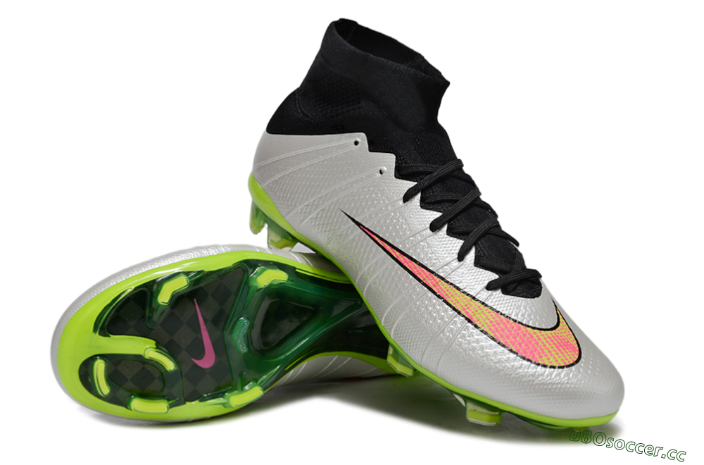 Men's Nike Mercurial Superfly 4 CR7 FG Firm Ground High-Tops Football Boots - Silver/Pink/Black/Yellow 3