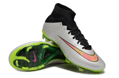 Men's Nike Mercurial Superfly 4 CR7 FG Firm Ground High-Tops Football Boots - Silver/Pink/Black/Yellow