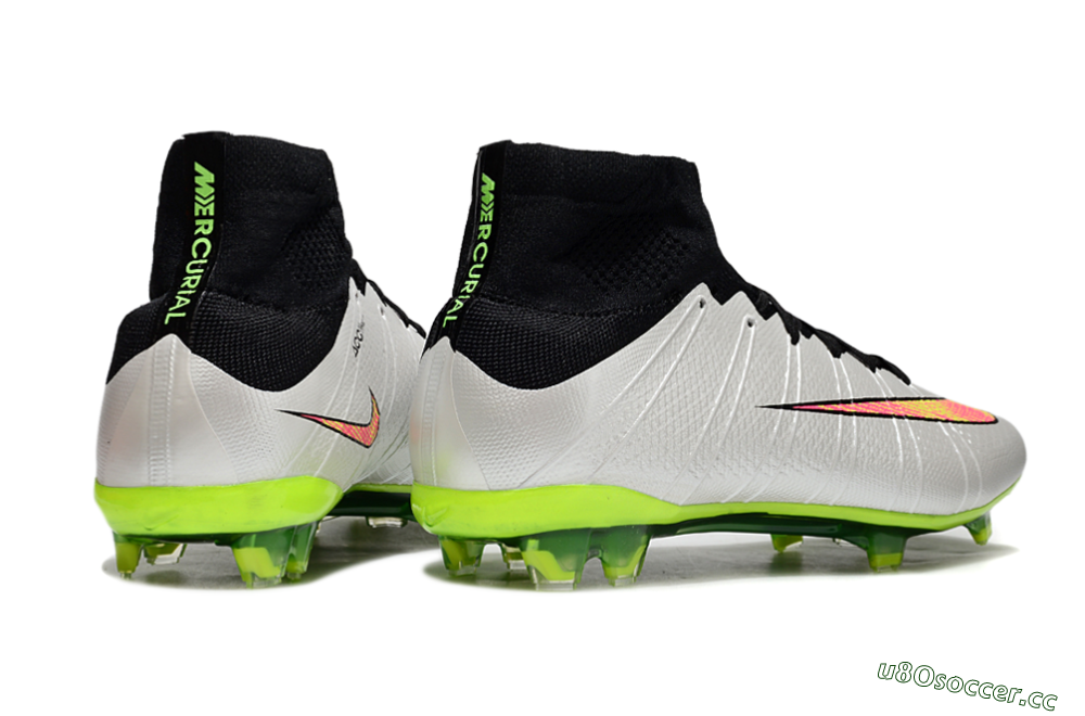 Men's Nike Mercurial Superfly 4 CR7 FG Firm Ground High-Tops Football Boots - Silver/Pink/Black/Yellow 6