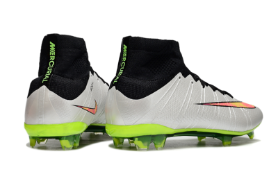 Men's Nike Mercurial Superfly 4 CR7 FG Firm Ground High-Tops Football Boots - Silver/Pink/Black/Yellow