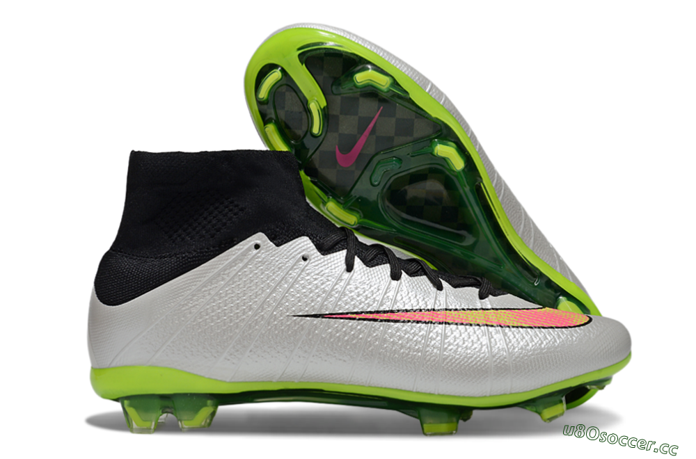 Men's Nike Mercurial Superfly 4 CR7 FG Firm Ground High-Tops Football Boots - Silver/Pink/Black/Yellow 2