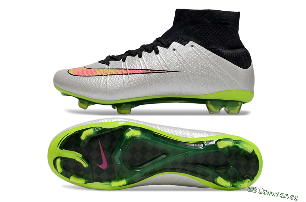 Men's Nike Mercurial Superfly 4 CR7 FG Firm Ground High-Tops Football Boots - Silver/Pink/Black/Yellow 1