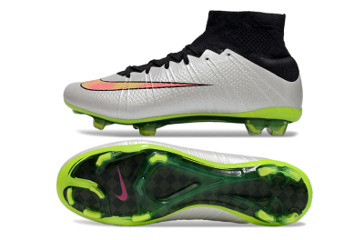 Men's Nike Mercurial Superfly 4 CR7 FG Firm Ground High-Tops Football Boots - Silver/Pink/Black/Yellow