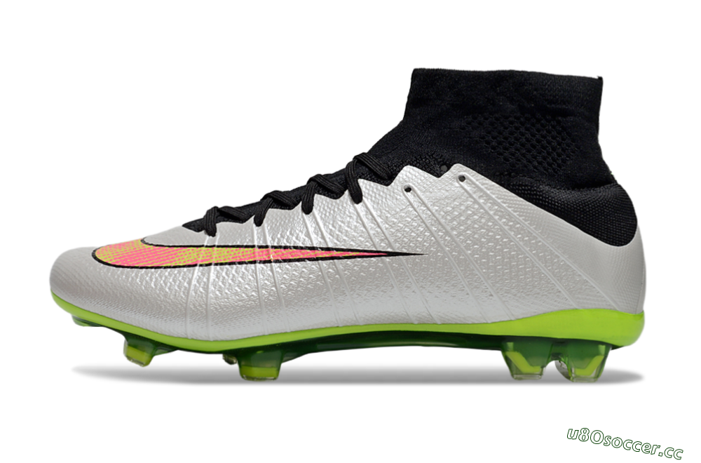 Men's Nike Mercurial Superfly 4 CR7 FG Firm Ground High-Tops Football Boots - Silver/Pink/Black/Yellow 0