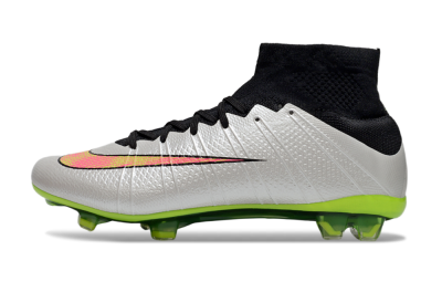 Men's Nike Mercurial Superfly 4 CR7 FG Firm Ground High-Tops Football Boots - Silver/Pink/Black/Yellow