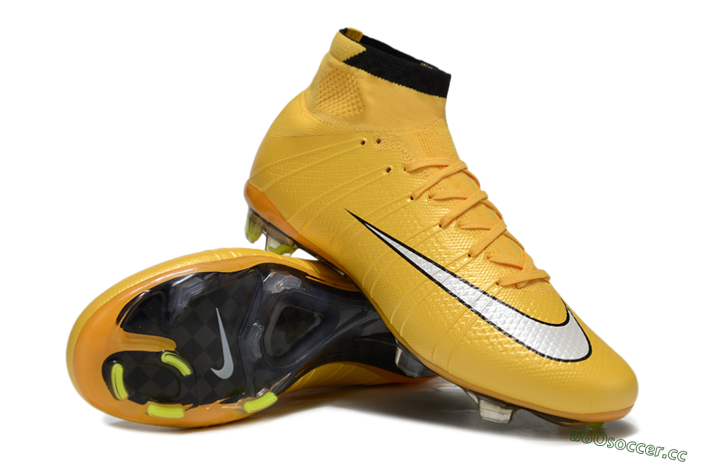Men's Nike Mercurial Superfly 4 CR7 FG Firm Ground High-Tops Football Boots - Yellow/White/Black 3