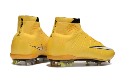 Men's Nike Mercurial Superfly 4 CR7 FG Firm Ground High-Tops Football Boots - Yellow/White/Black