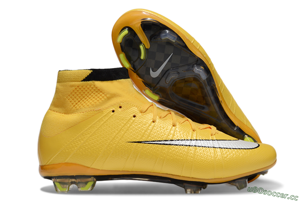 Men's Nike Mercurial Superfly 4 CR7 FG Firm Ground High-Tops Football Boots - Yellow/White/Black 2
