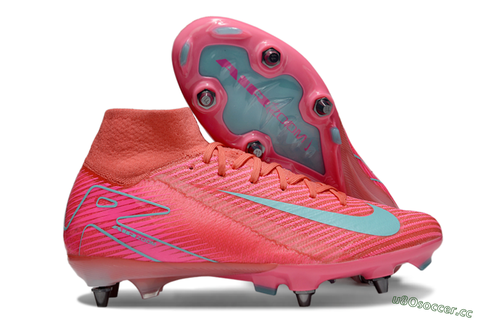 Men's Nike Air Zoom Mercurial Superfly 10 Elite SG Soft Ground High-Tops Football Boots - Pink/Jade 2