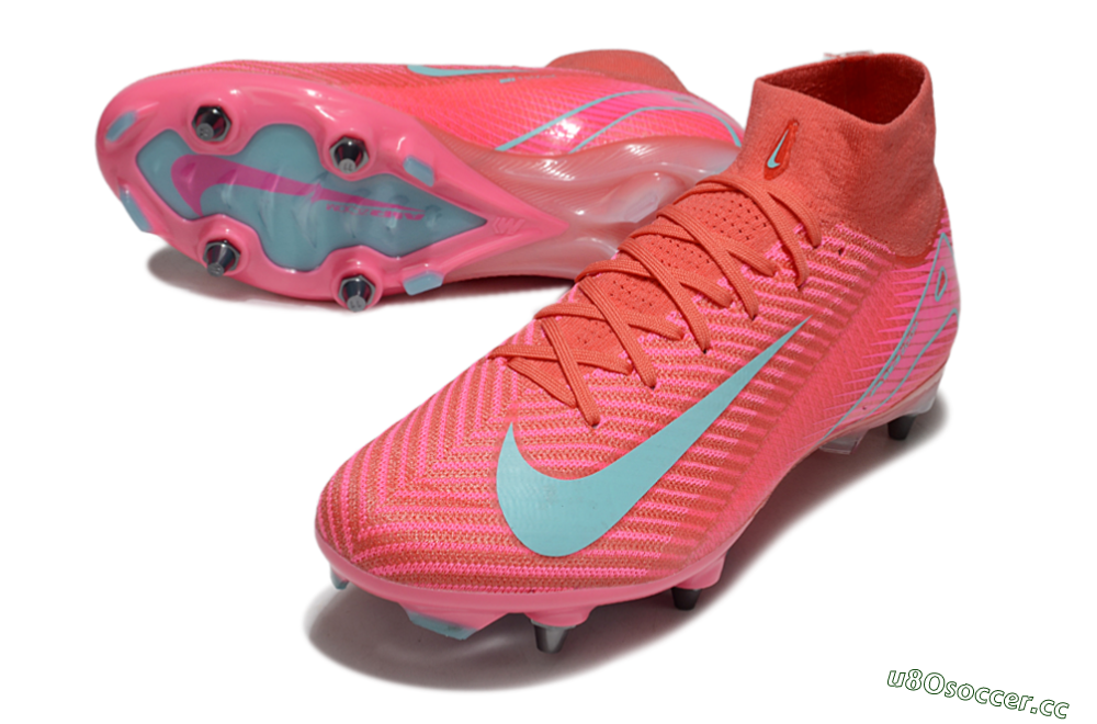 Men's Nike Air Zoom Mercurial Superfly 10 Elite SG Soft Ground High-Tops Football Boots - Pink/Jade 3
