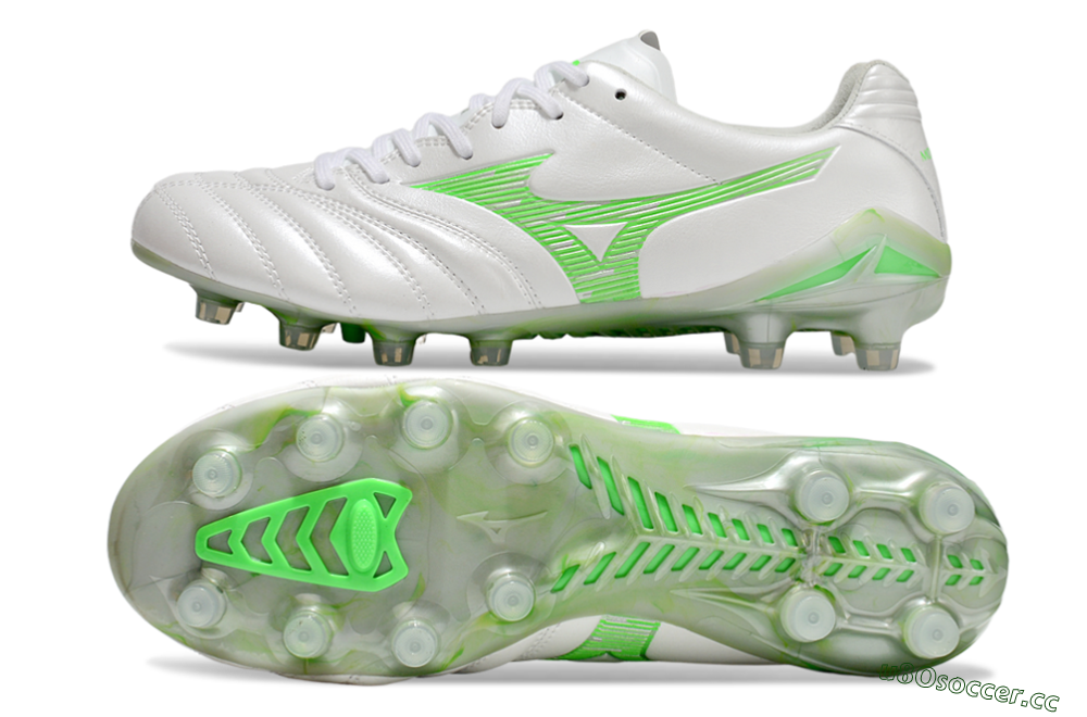 Men's Mizuno Morelia Neo 4 Bate FG Firm Ground Low-Tops Football Boots - White/Yellow 1