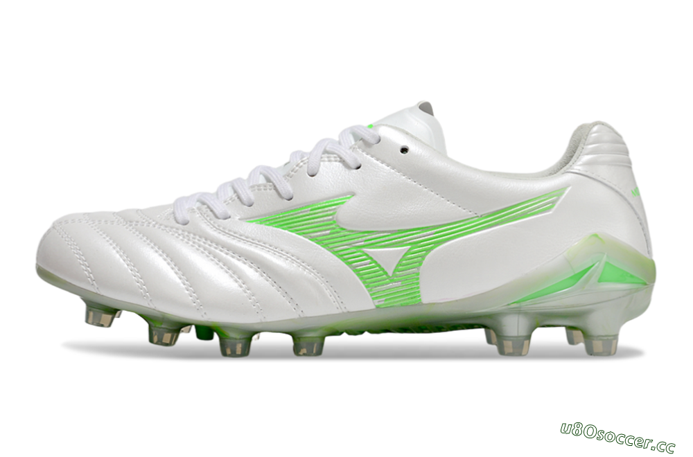 Men's Mizuno Morelia Neo 4 Bate FG Firm Ground Low-Tops Football Boots - White/Yellow 0