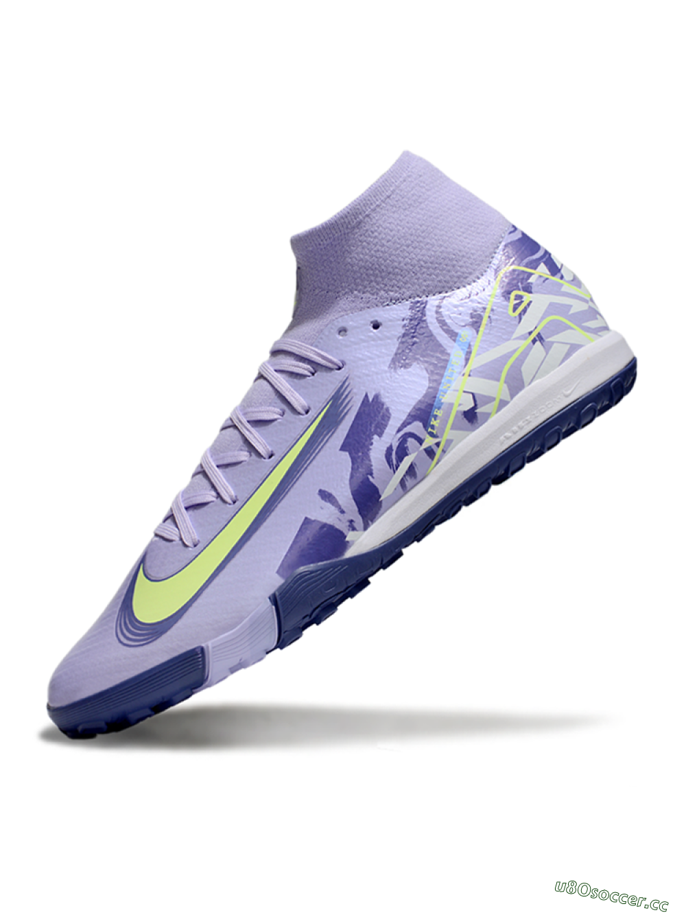 Unisex Nike Air Zoom Mercurial Superfly 10 Elite TF Artificial Turf High-Tops Football Shoes - Purple/Yellow/White 5