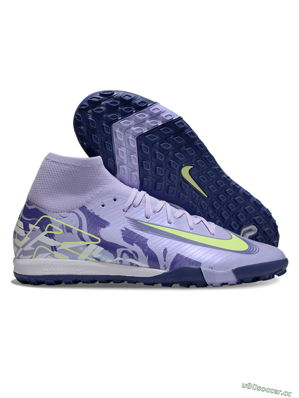 Unisex Nike Air Zoom Mercurial Superfly 10 Elite TF Artificial Turf High-Tops Football Shoes - Purple/Yellow/White 2