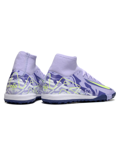 Unisex Nike Air Zoom Mercurial Superfly 10 Elite TF Artificial Turf High-Tops Football Shoes - Purple/Yellow/White