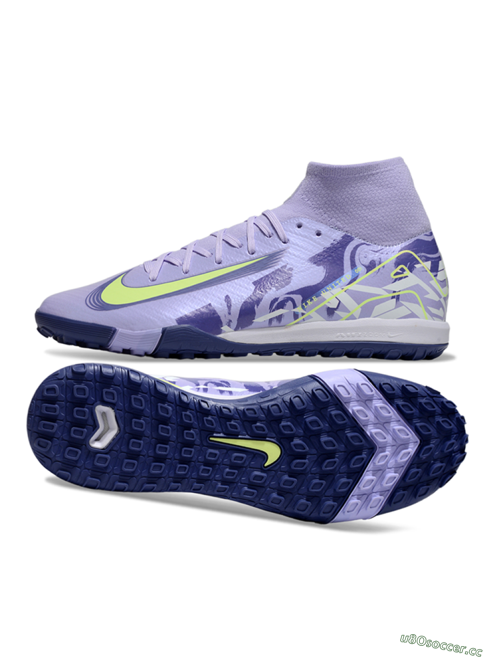 Unisex Nike Air Zoom Mercurial Superfly 10 Elite TF Artificial Turf High-Tops Football Shoes - Purple/Yellow/White 1