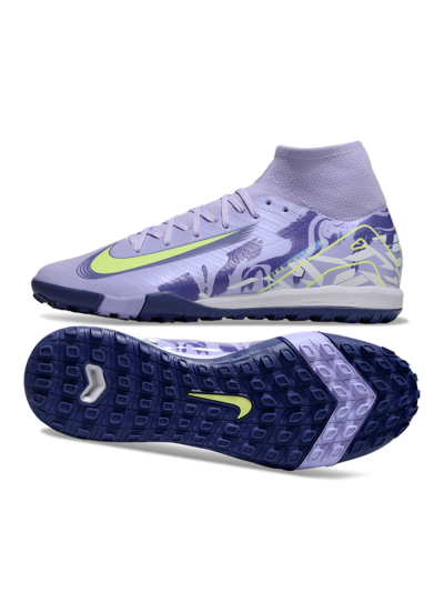 Unisex Nike Air Zoom Mercurial Superfly 10 Elite TF Artificial Turf High-Tops Football Shoes - Purple/Yellow/White