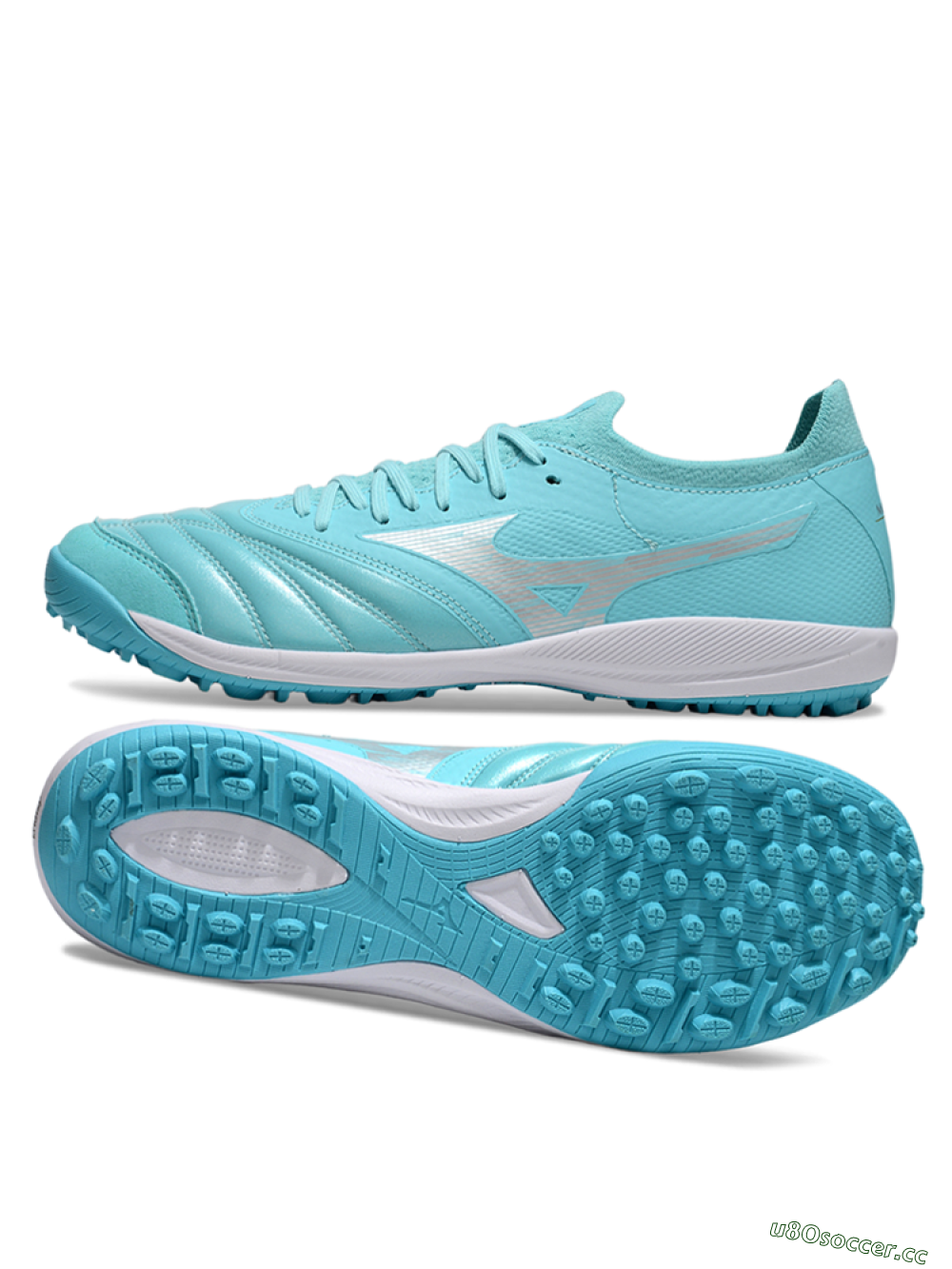 Men's Mizuno Morelia Neo Sala TF Artificial Turf Low-Tops Football Shoes - Jade/Silver/White 1