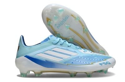 Men's Messi x Adidas F50 Elite FG Firm Ground Low-Tops Football Boots - Blue/Jade/White