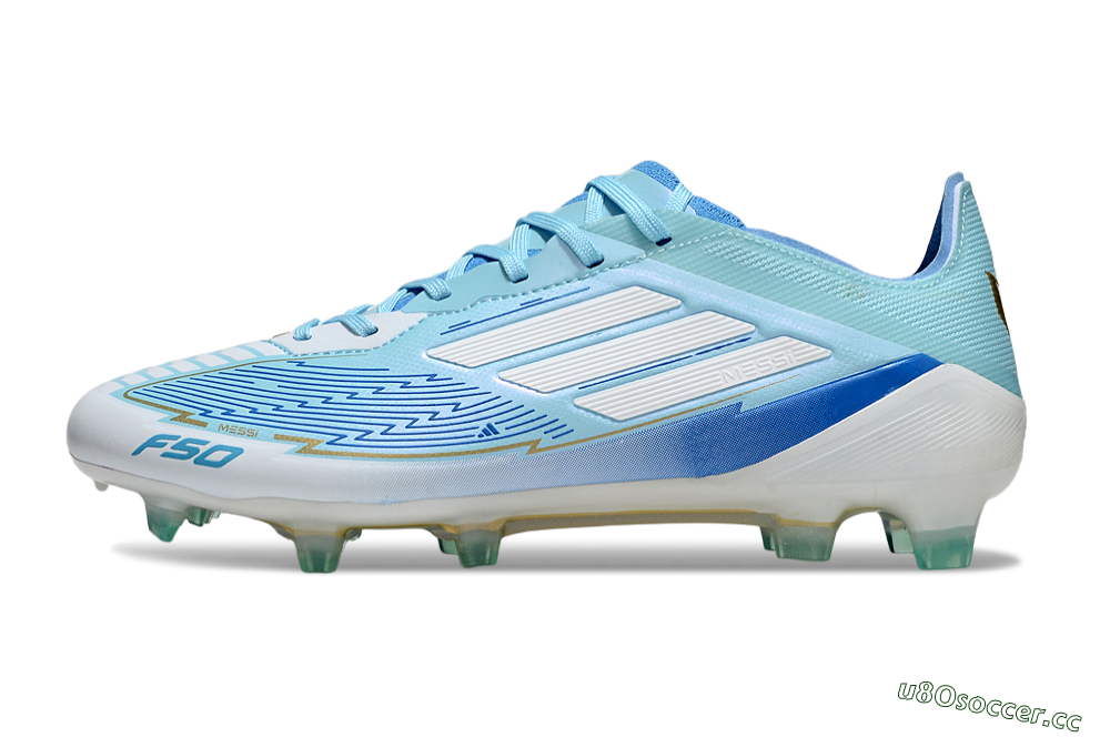 Men's Messi x Adidas F50 Elite FG Firm Ground Low-Tops Football Boots - Blue/Jade/White 0